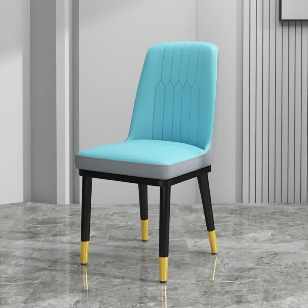 Trendy Faux Leather Upholstered Dining Chair High Back Armless Image - 22