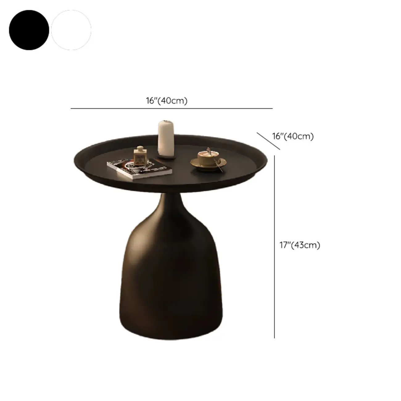 Trendy Metal Circular Side Table with Stump Base and Tray Top Image - 16 | homeyfad