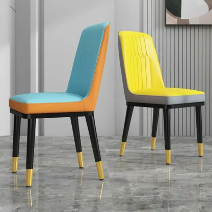 Trendy Faux Leather Upholstered Dining Chair High Back Armless Image - 23
