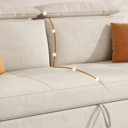L Shaped Beige Pull-Out Sectional Couch with Storage Rack and sofa bed Image - 9