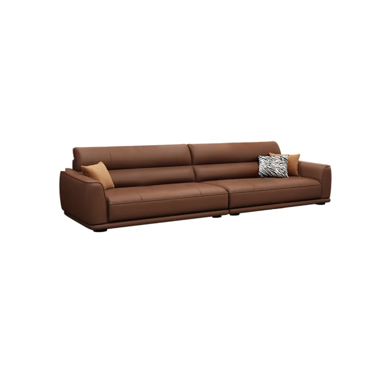 Contemporary Brown Leather 3-Seater Sofa for Living Room Image - 5 | homeyfad