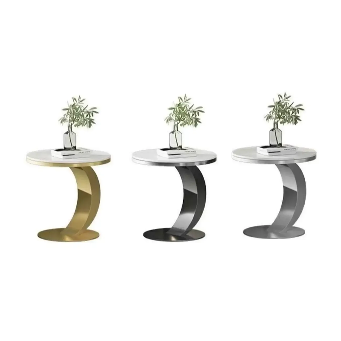 C-Shaped Small Round Coffee Table for the Balcony Image - 8