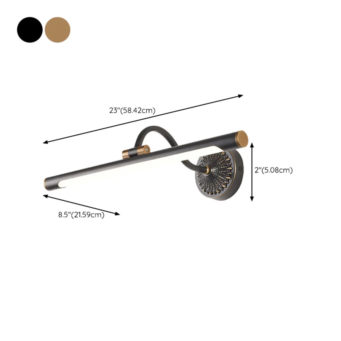 Straight-Line Bathroom Vanity Lights with Metal Holder  #size