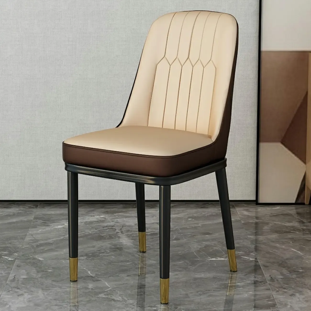 Trendy Faux Leather Upholstered Dining Chair High Back Armless Image - 25