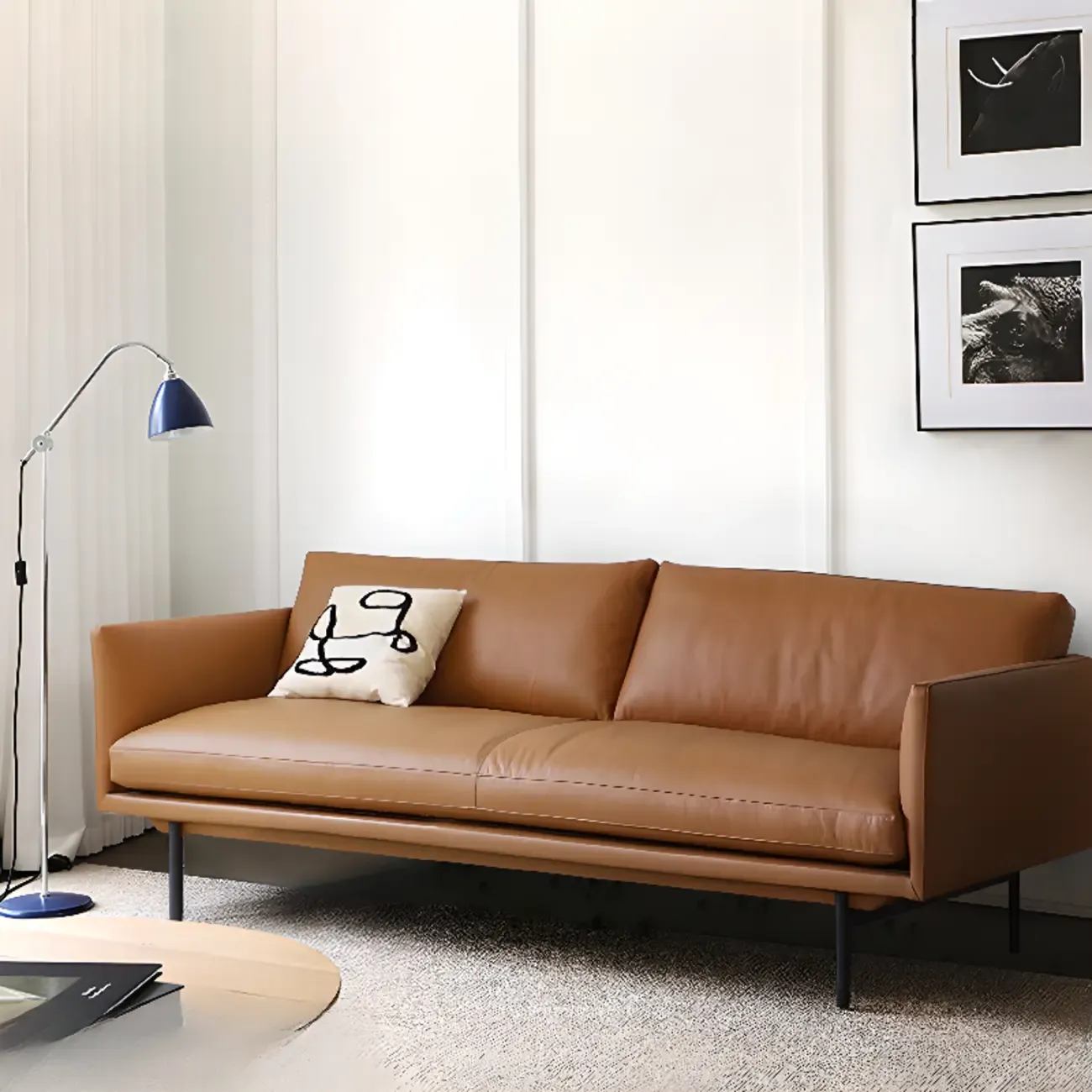 82.5" Brown Leath-Aire 3 Seater Sleeper Sofa Sofa with Pillow Back Image - 1