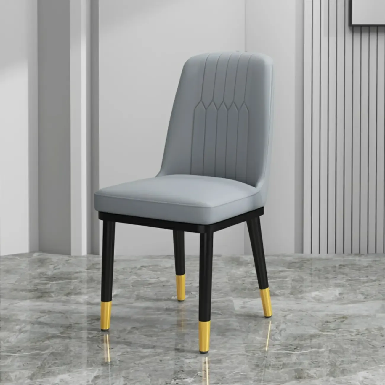 Trendy Faux Leather Upholstered Dining Chair High Back Armless Image - 26