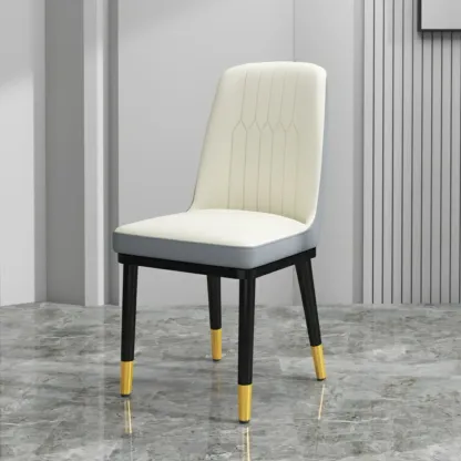 Trendy Faux Leather Upholstered Dining Chair High Back Armless Image - 27