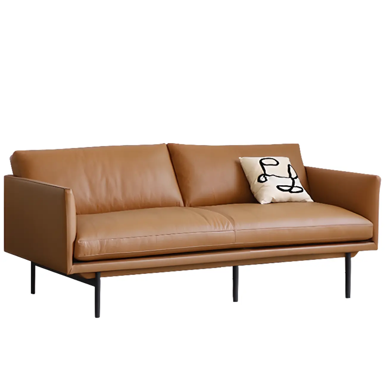 82.5" Brown Leath-Aire 3 Seater Sleeper Sofa Sofa with Pillow Back  Image - 3 | homeyfad