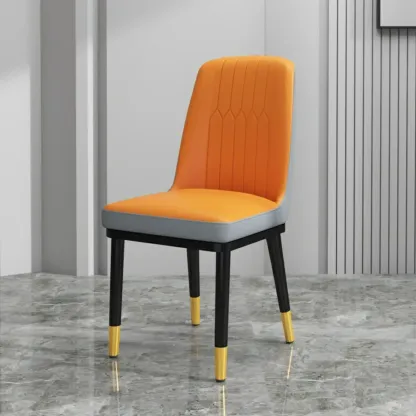 Trendy Faux Leather Upholstered Dining Chair High Back Armless Image - 28