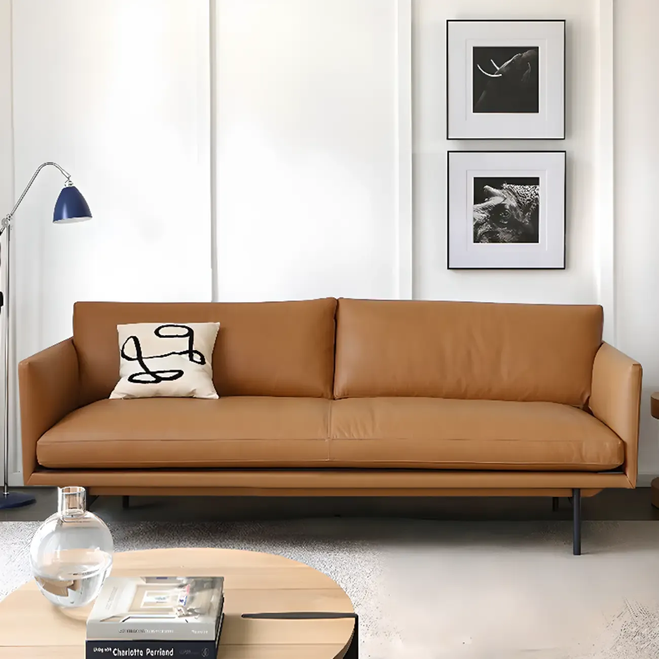 82.5" Brown Leath-Aire 3 Seater Sleeper Sofa Sofa with Pillow Back Image - 4