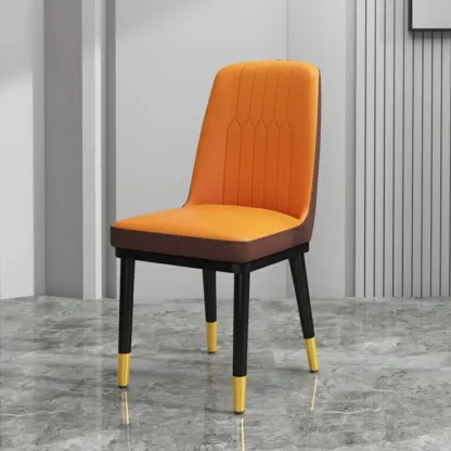 Trendy Faux Leather Upholstered Dining Chair High Back Armless Image - 29