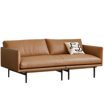 82.5" Brown Leath-Aire 3 Seater Sleeper Sofa Sofa with Pillow Back  Image - 5