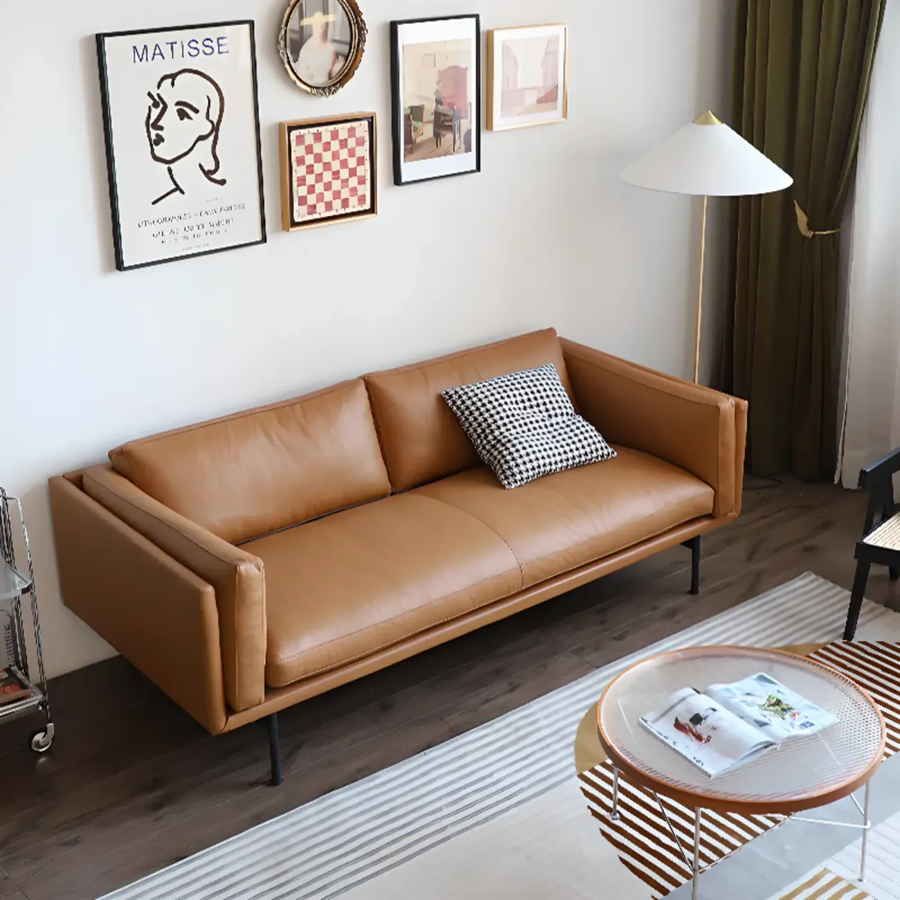 82.5" Brown Leath-Aire 3 Seater Sleeper Sofa Sofa with Pillow Back  Image - 6
