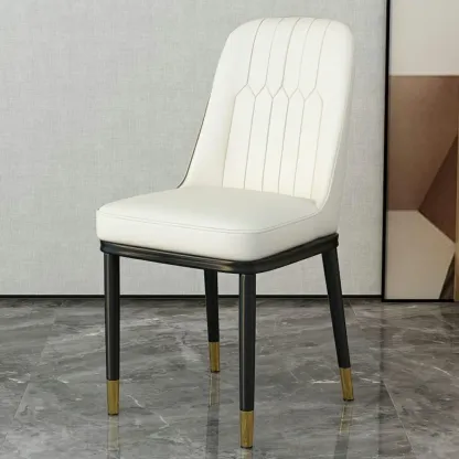 Trendy Faux Leather Upholstered Dining Chair High Back Armless Image - 30
