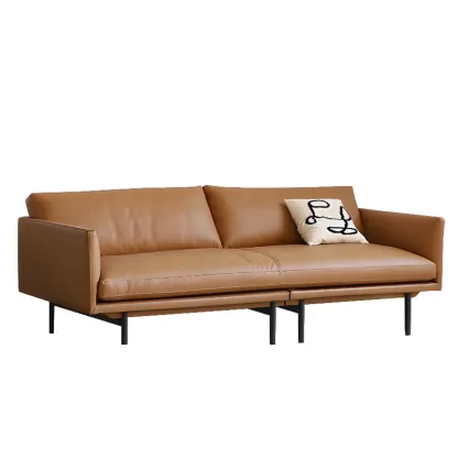 82.5" Brown Leath-Aire 3 Seater Sleeper Sofa Sofa with Pillow Back  Image - 7