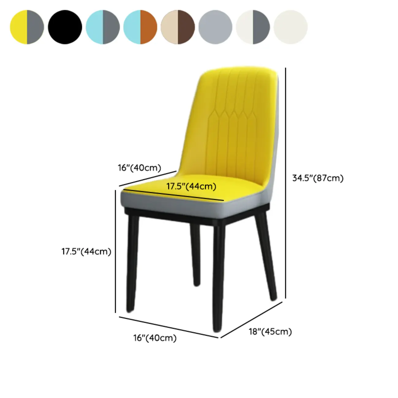 Trendy Faux Leather Armless Dining Chair with High Back and Sturdy Frame #size