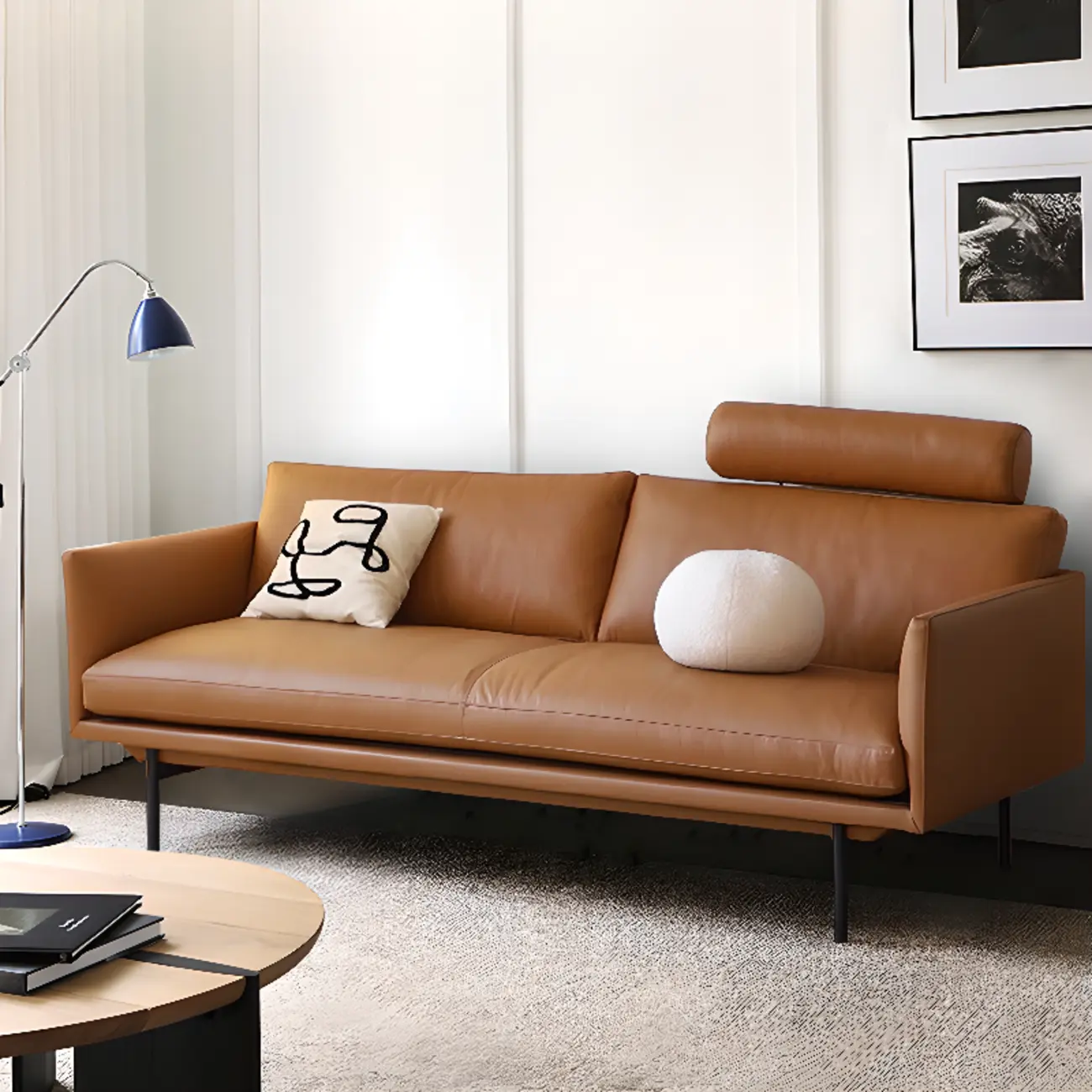 82.5" Brown Leath-Aire 3 Seater Sleeper Sofa Sofa with Pillow Back  Image - 8 | homeyfad