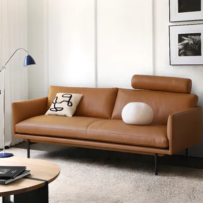 82.5" Brown Leath-Aire 3 Seater Sleeper Sofa Sofa with Pillow Back  Image - 8