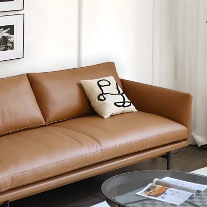 82.5" Brown Leath-Aire 3 Seater Sleeper Sofa Sofa with Pillow Back  Image - 9