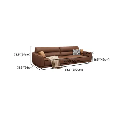Contemporary Brown Leather 3-Seater Sofa for Living Room Image - 15
