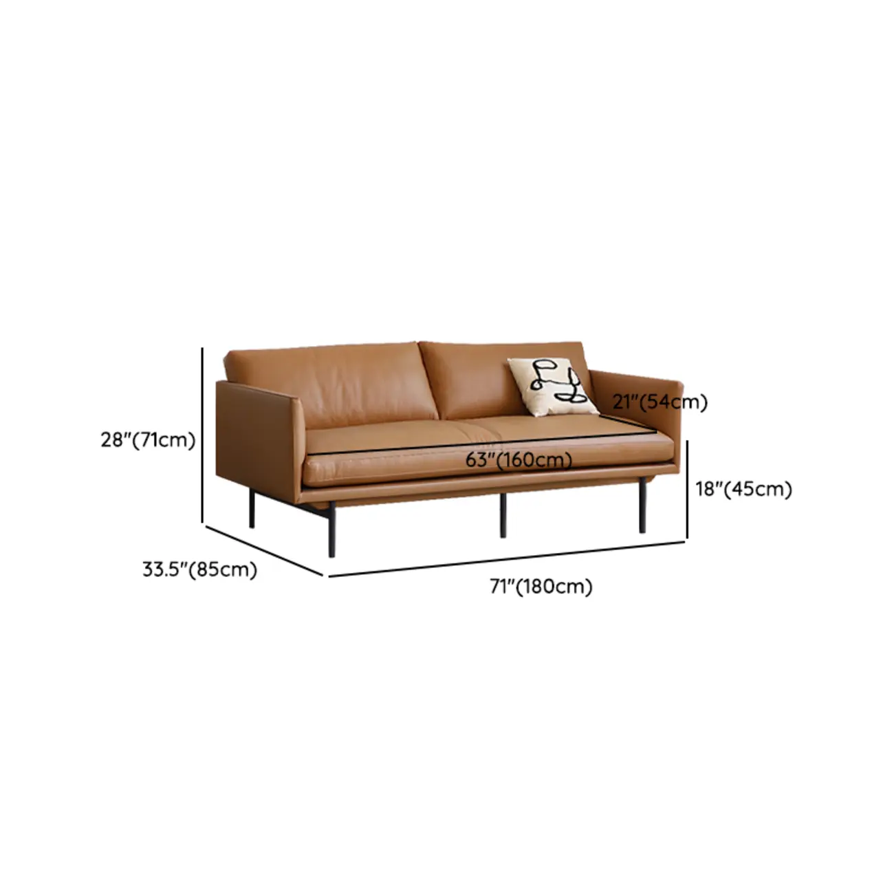 82.5" Brown Leath-Aire 3 Seater Sleeper Sofa Sofa with Pillow Back  #size