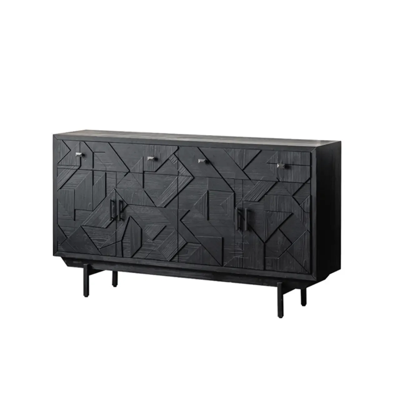 Retro Free-standing Black Kitchen Cabinet for Living Room  Image - 9