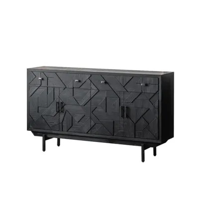 Retro Free-standing Black Kitchen Cabinet for Living Room  Image - 9