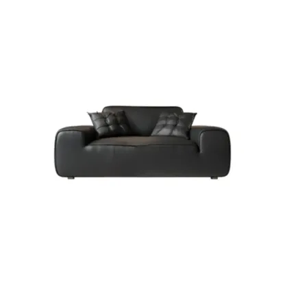 110.2"L Modern Black Leather Modular Sofa for Living Room Image - 2