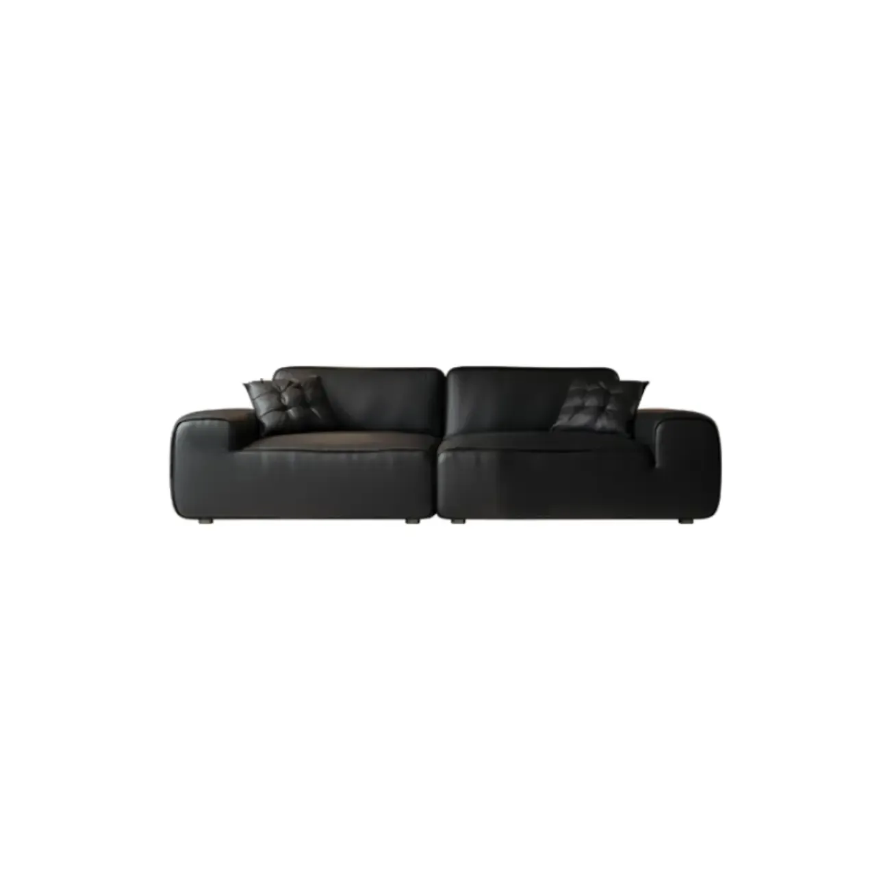 110.2"L Modern Black Leather Modular Sofa for Living Room Image - 3