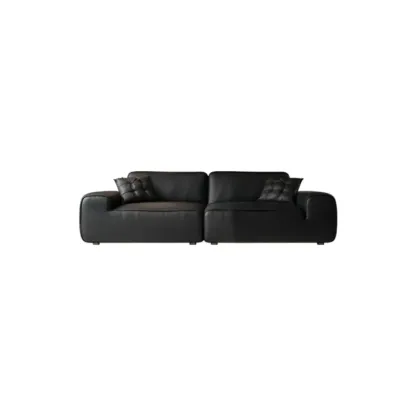110.2"L Modern Black Leather Modular Sofa for Living Room Image - 3