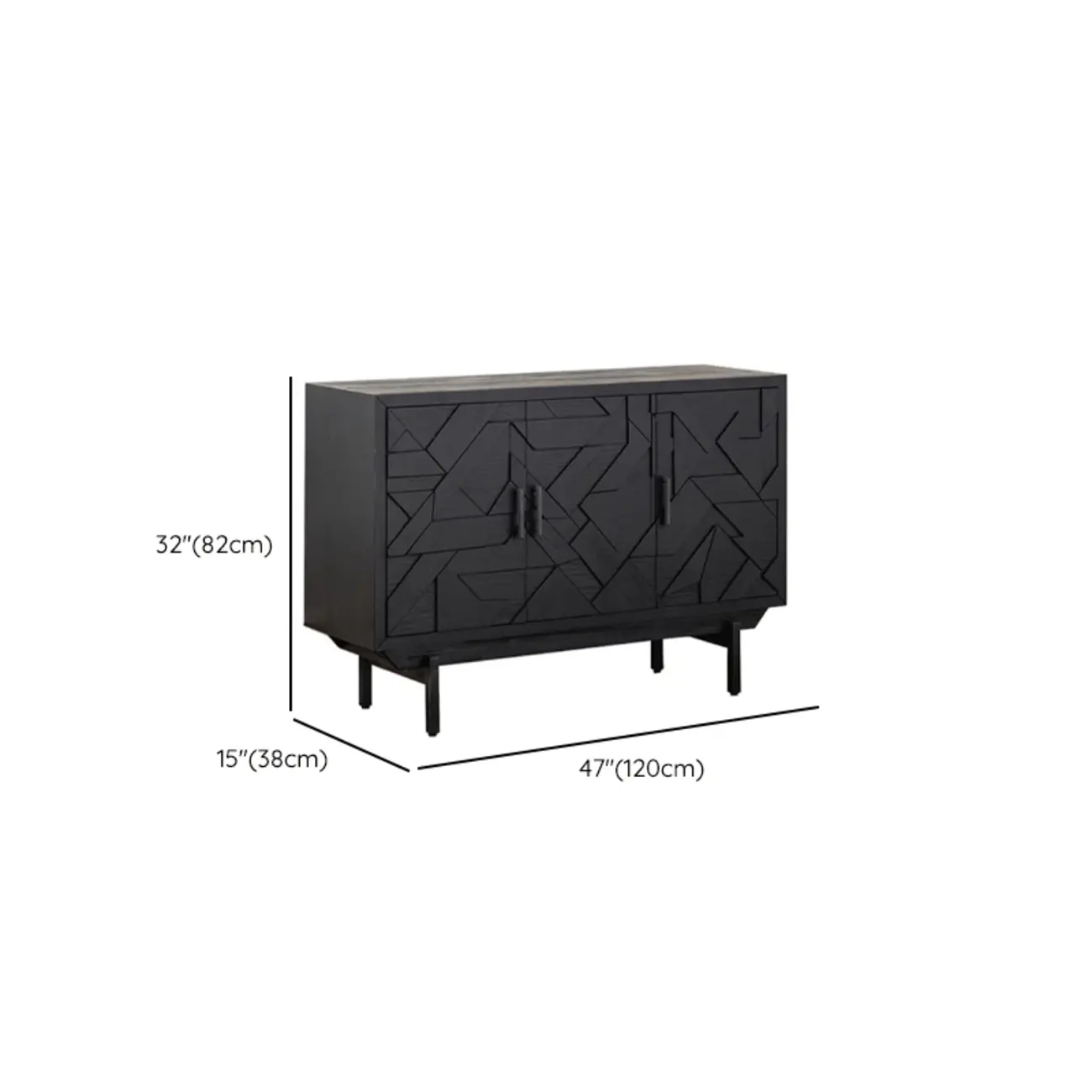 Retro Free-standing Black Kitchen Cabinet for Living Room  Image - 14 | homeyfad