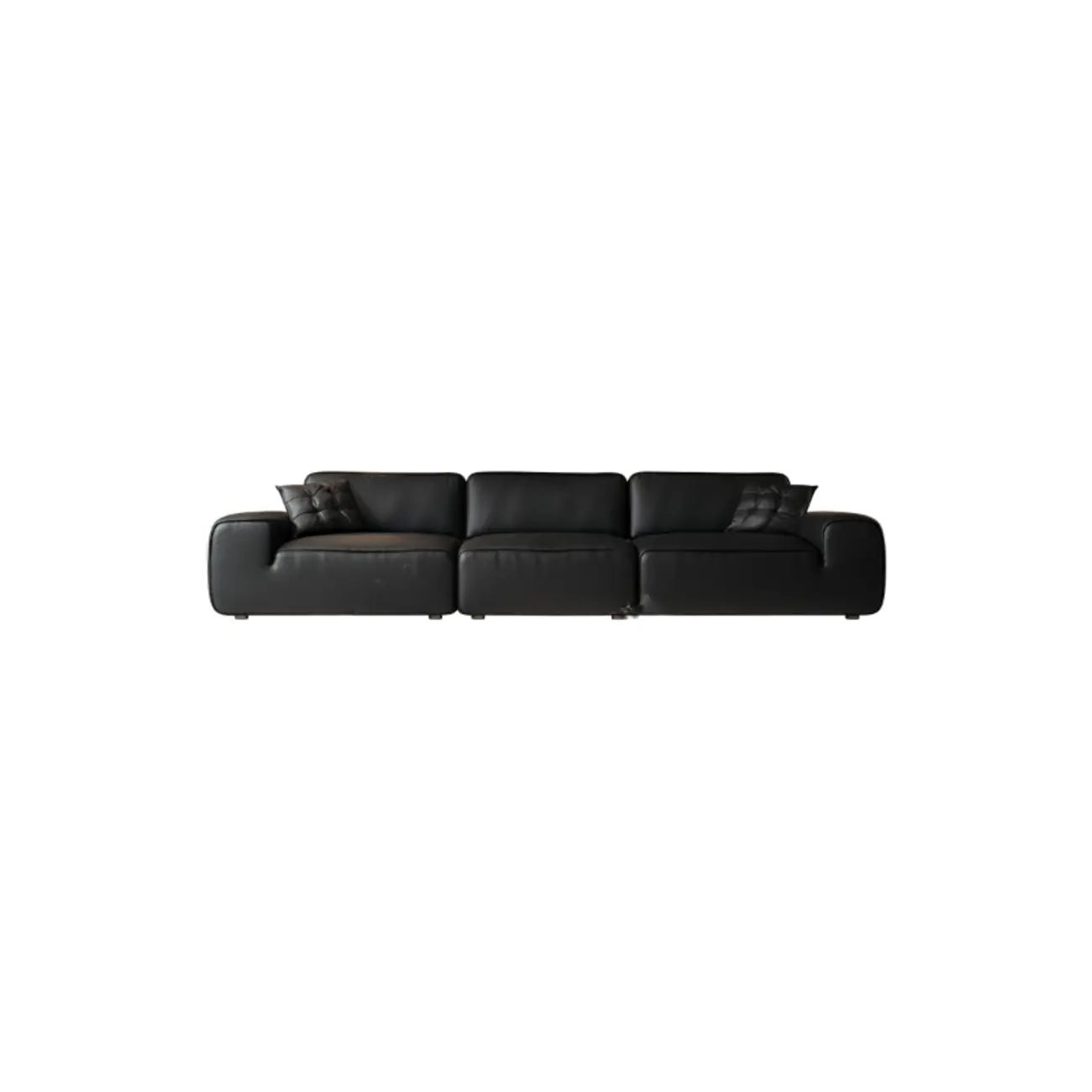 110.2"L Modern Black Leather Modular Sofa for Living Room Image - 5 | homeyfad