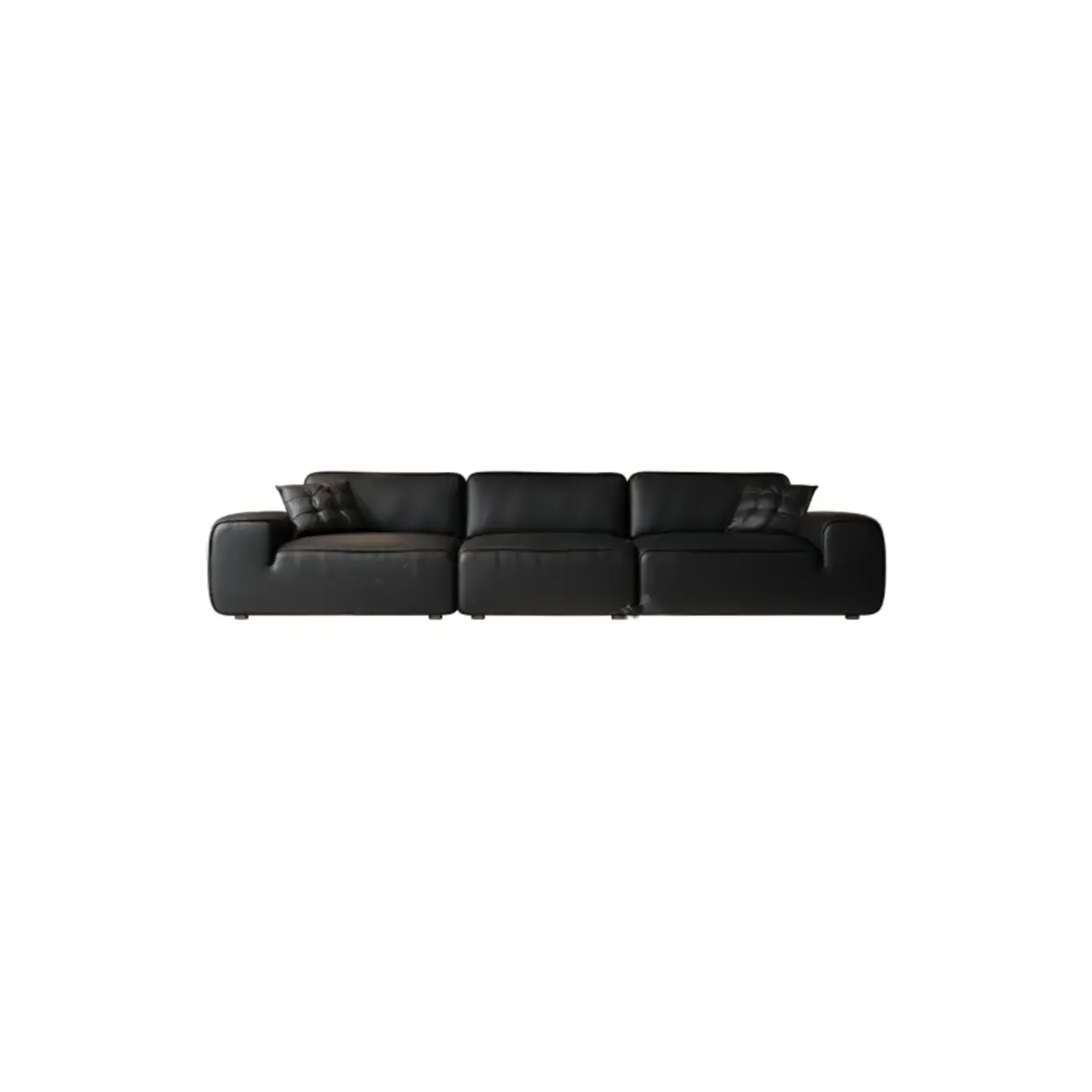 110.2"L Modern Black Leather Modular Sofa for Living Room Image - 5