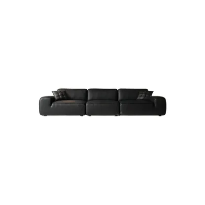 110.2"L Modern Black Leather Modular Sofa for Living Room Image - 5