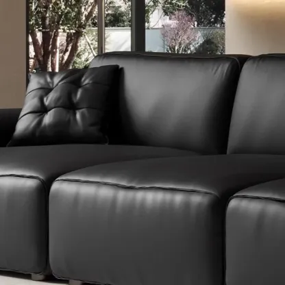 110.2"L Modern Black Leather Modular Sofa for Living Room Image - 8