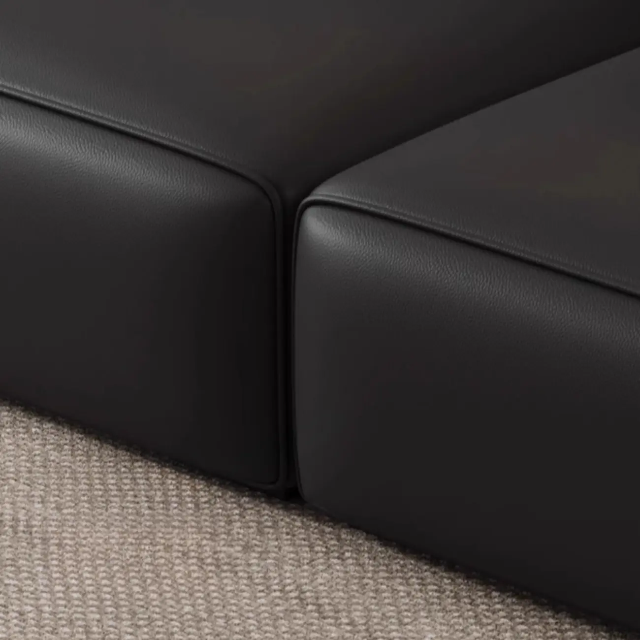 110.2"L Modern Black Leather Modular Sofa for Living Room Image - 9 | homeyfad