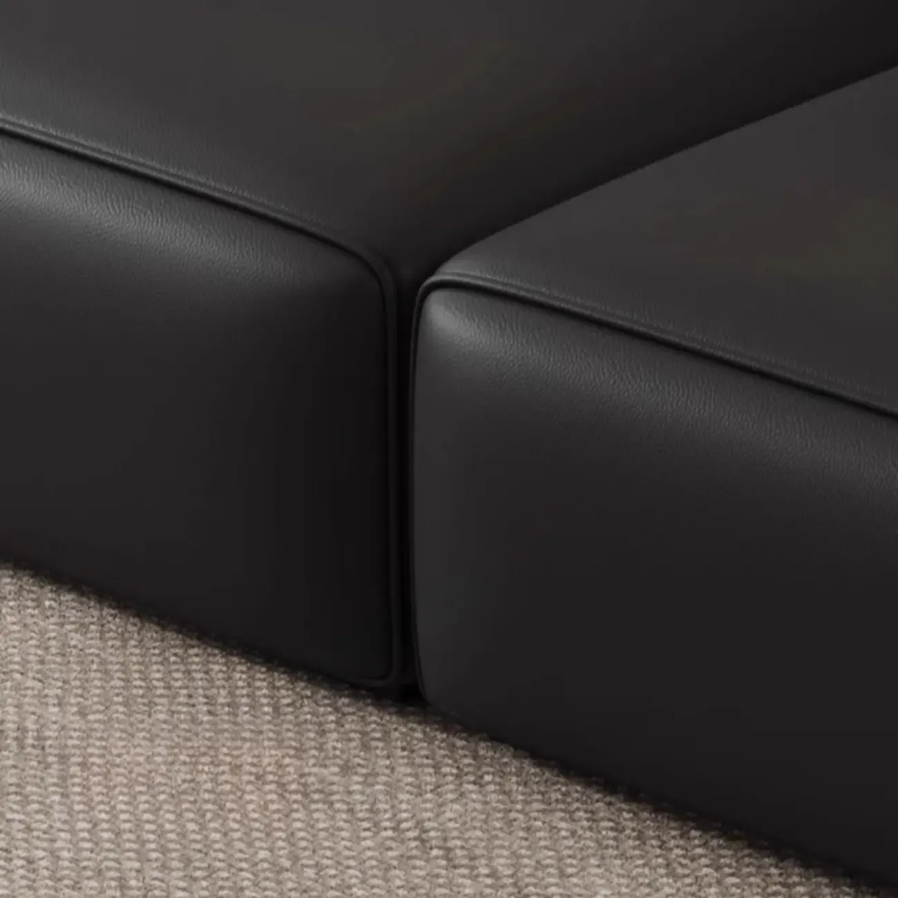 110.2"L Modern Black Leather Modular Sofa for Living Room Image - 9