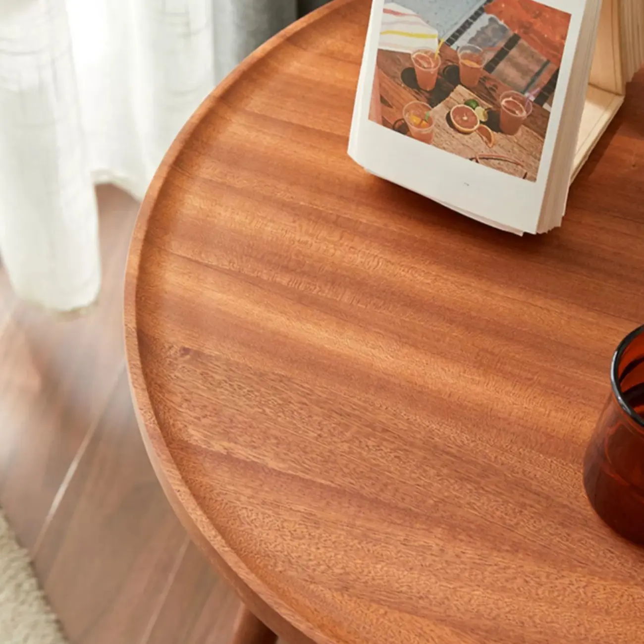 Modern Wooden Flower-Shaped Side Table for Living Room Image - 7 | homeyfad