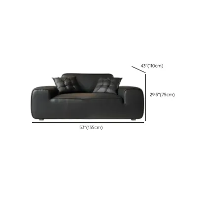 110.2"L Modern Black Leather Modular Sofa for Living Room #size