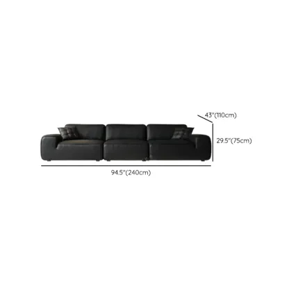 110.2"L Modern Black Leather Modular Sofa for Living Room Image - 13