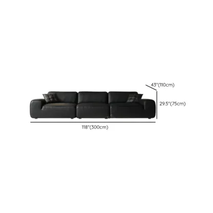 110.2"L Modern Black Leather Modular Sofa for Living Room Image - 15