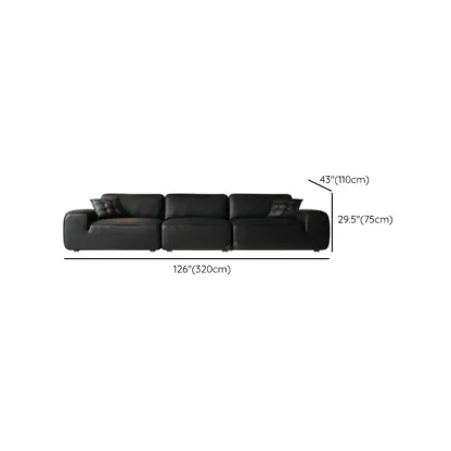 110.2"L Modern Black Leather Modular Sofa for Living Room Image - 16