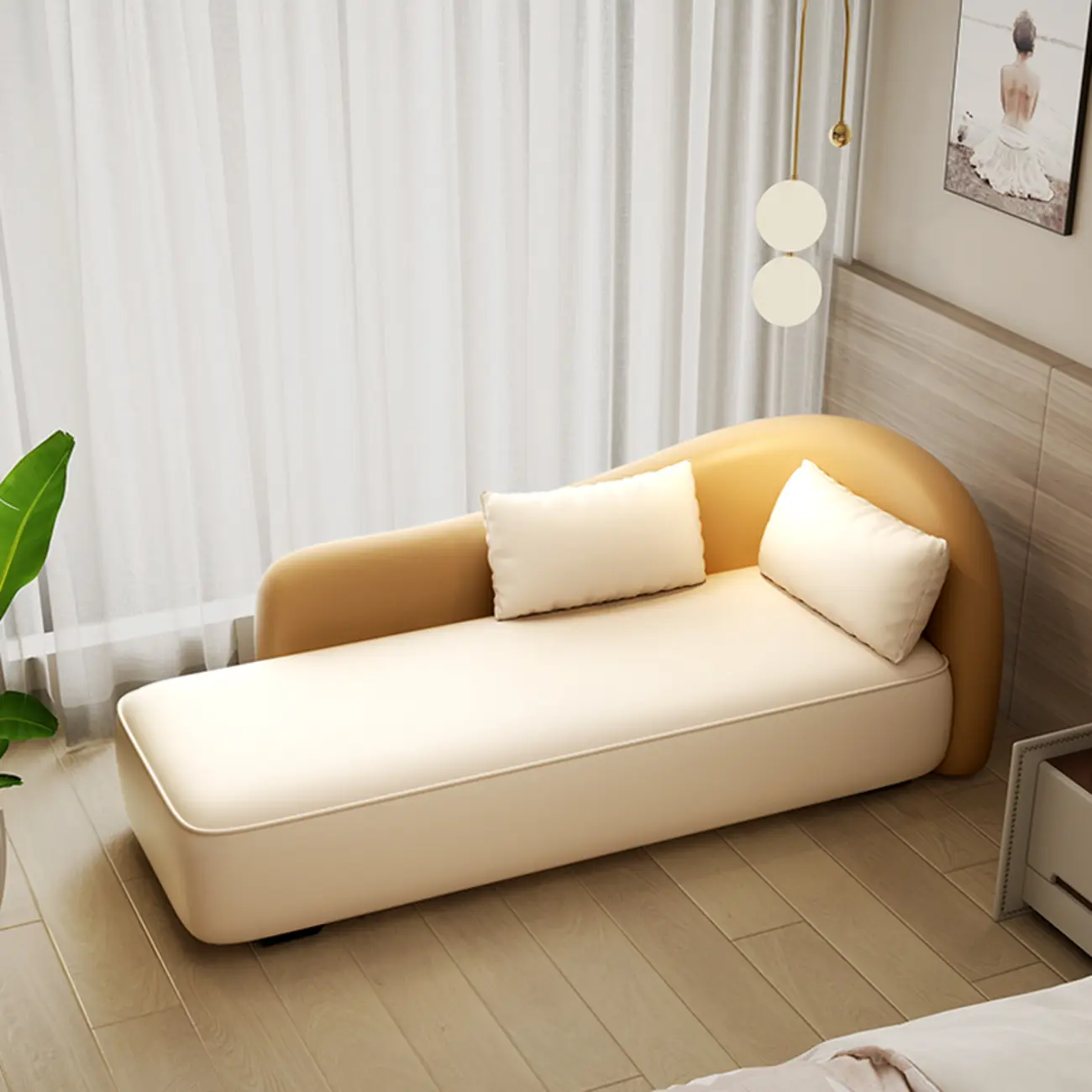 Modern Upholstered Reclining Chaise Chairs for Living Room with 2 Pillows Image - 2 | homeyfad