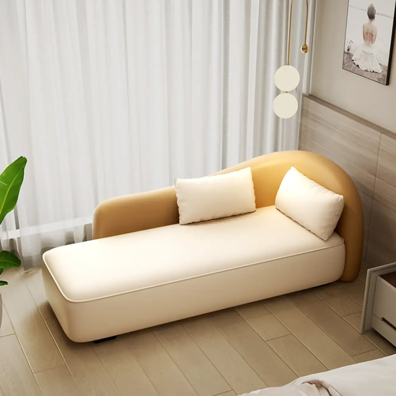 Modern Upholstered Reclining Chaise Chairs for Living Room with 2 Pillows Image - 2