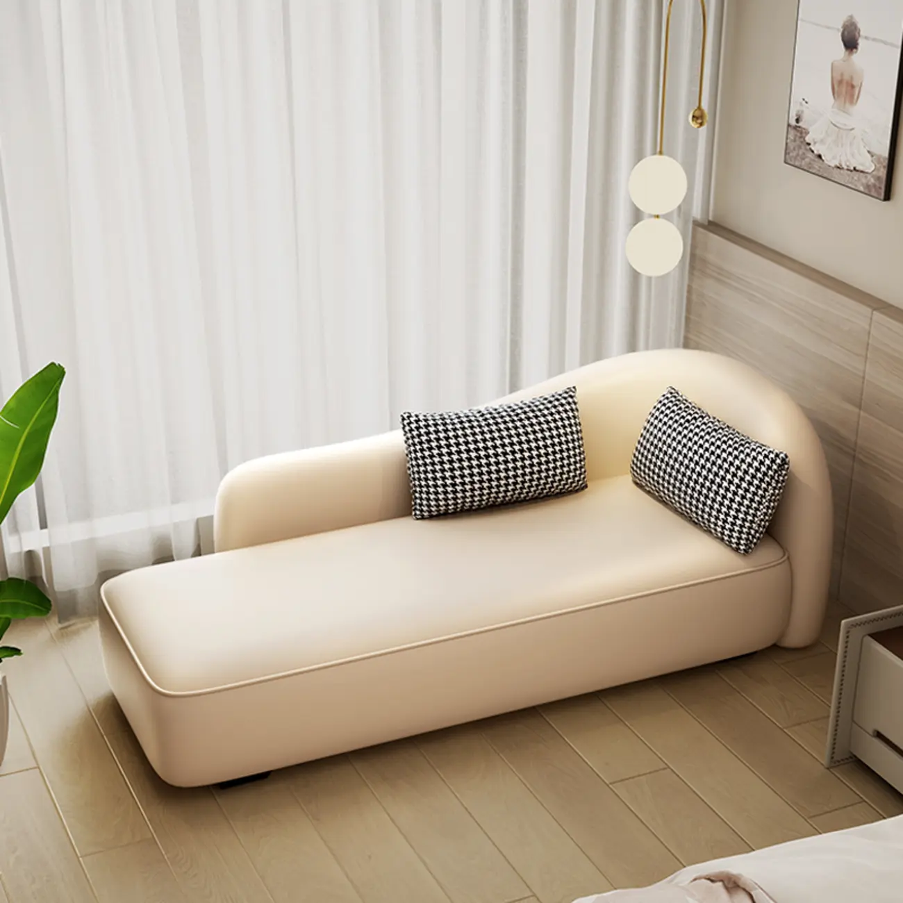 Modern Upholstered Reclining Chaise Chairs for Living Room with 2 Pillows Image - 4 | homeyfad