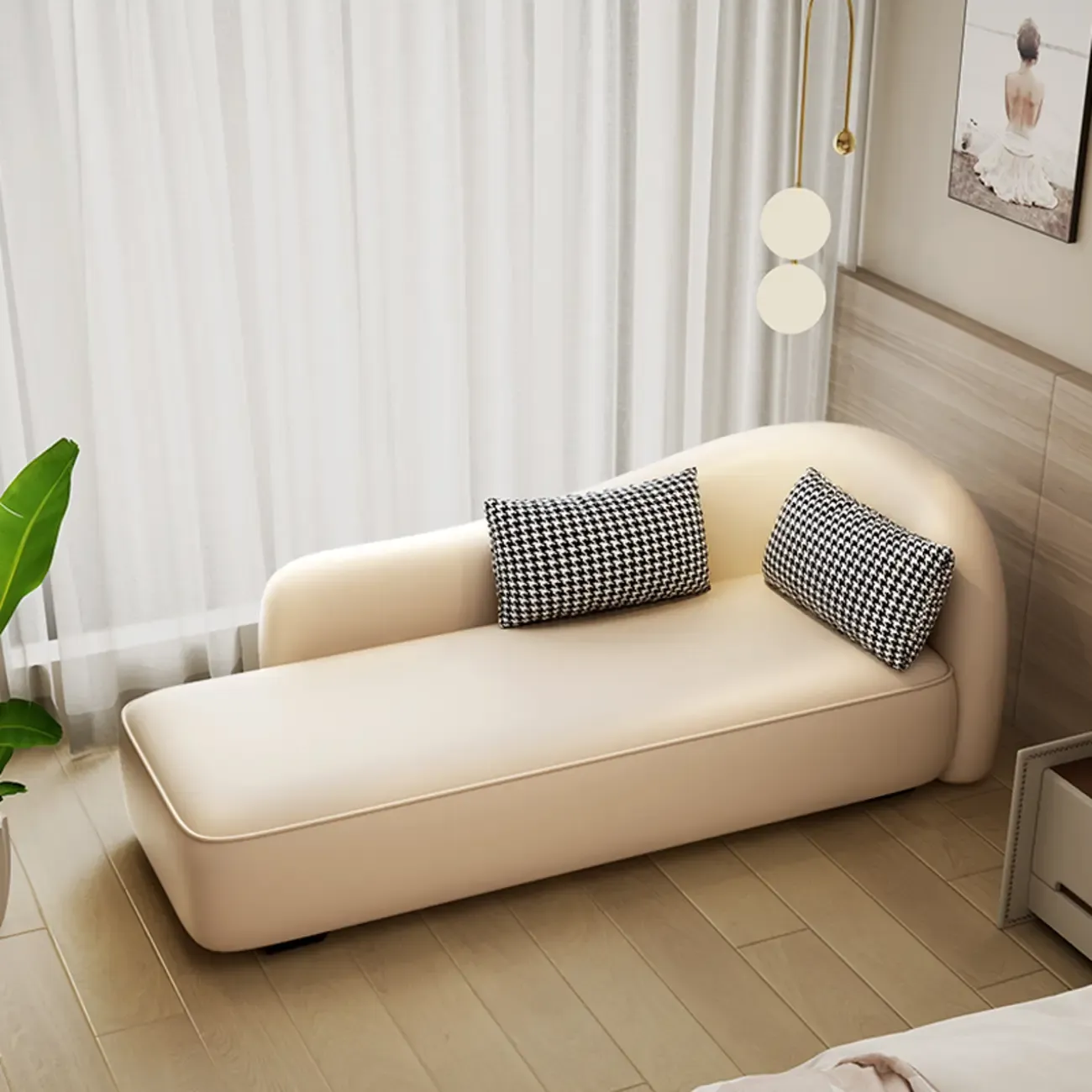 Modern Upholstered Reclining Chaise Chairs for Living Room with 2 Pillows Image - 4