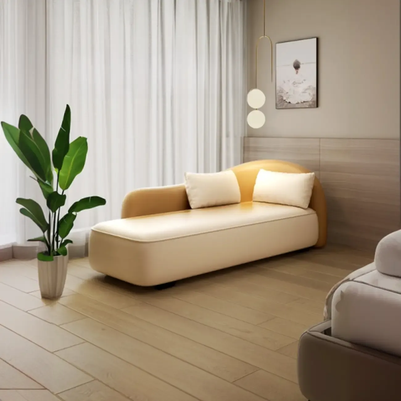 Modern Upholstered Reclining Chaise Chairs for Living Room with 2 Pillows Image - 6