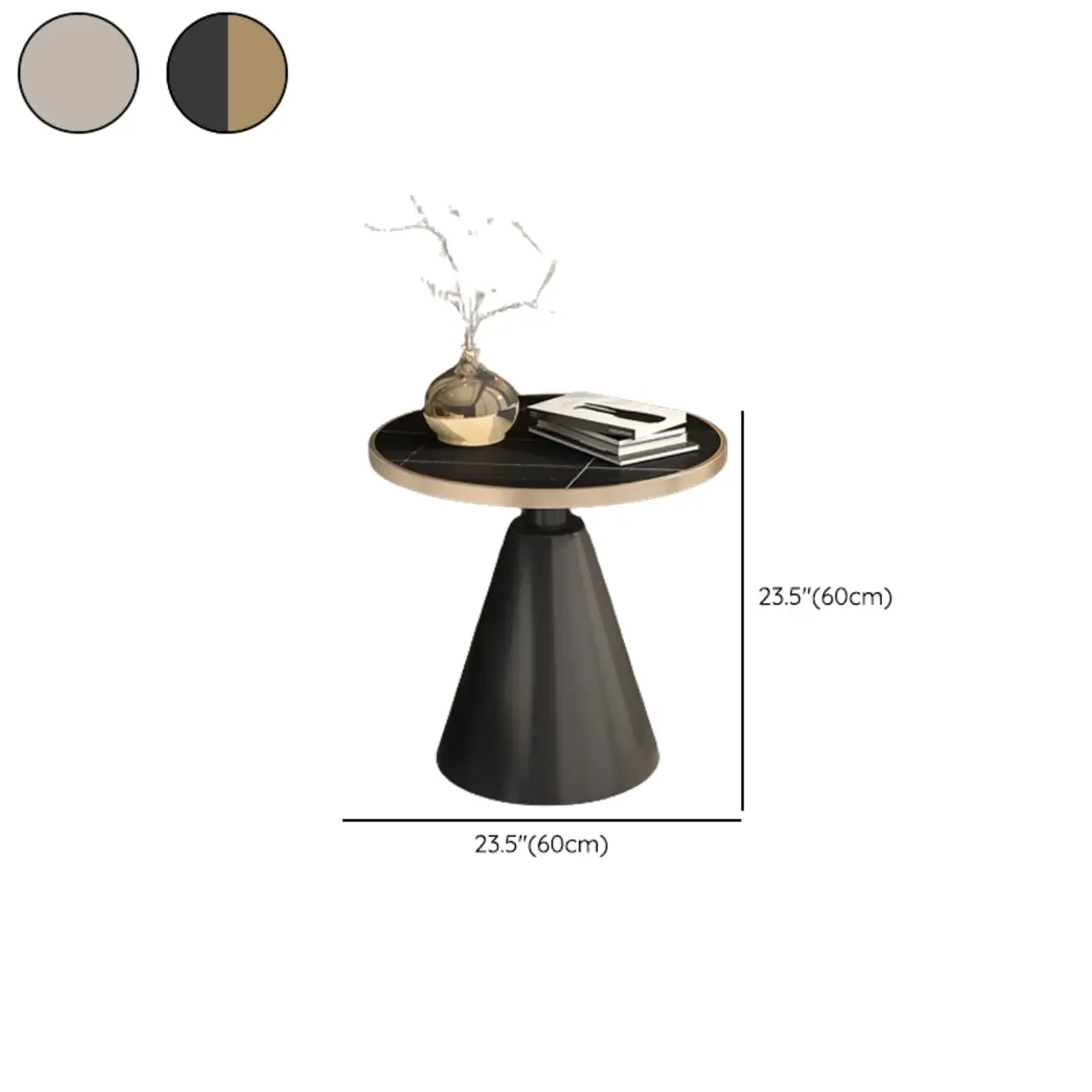 Modern Glam Round Marble Side Table for Living Room Image - 9