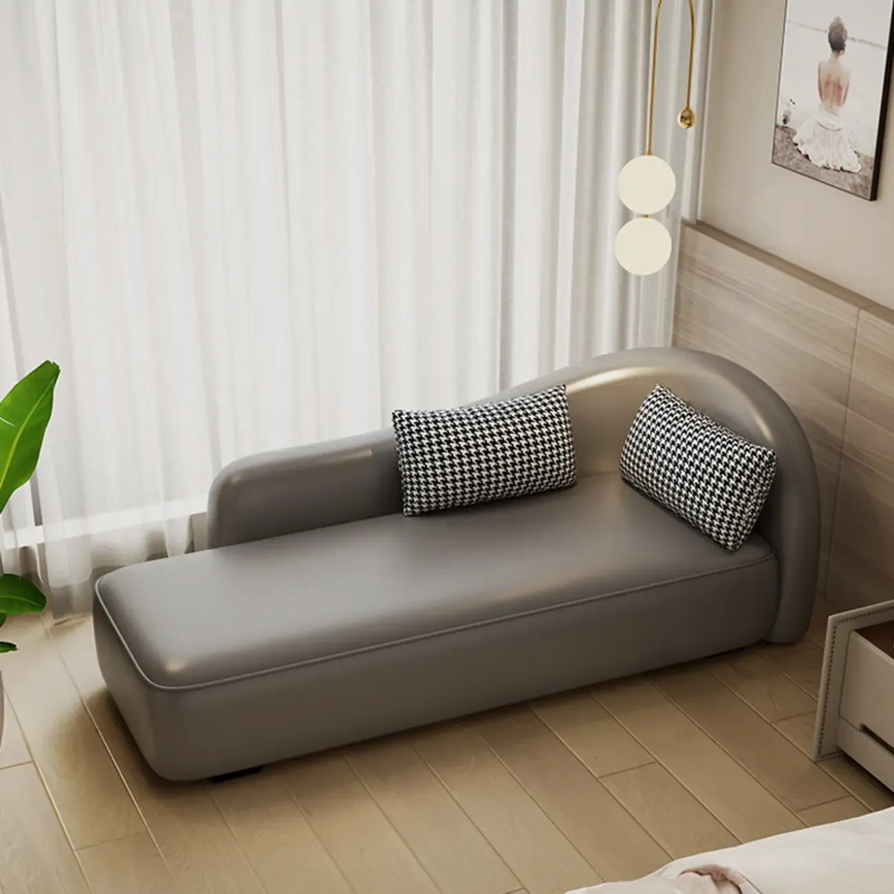 Modern Upholstered Reclining Chaise Chairs for Living Room with 2 Pillows Image - 7