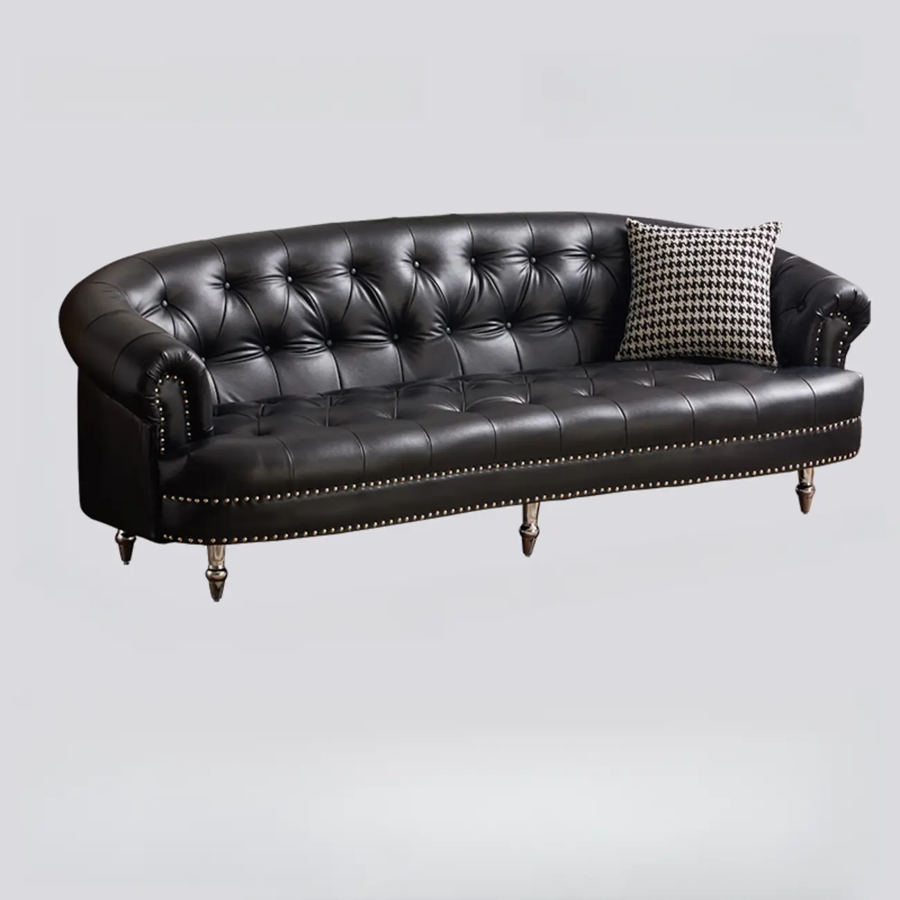 81.5" Classic Leather Flannel Loveseat 3 Seater Tuxedo Arm Sofa  Image - 2 | homeyfad